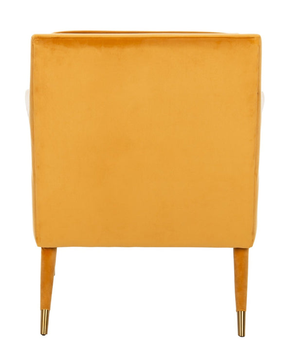 Safavieh Mara Tufted Accent Chair - Mid-Century Modern Design With Plush Velvet Upholstery & Gold Accents Marigold/Gold ACH4505B