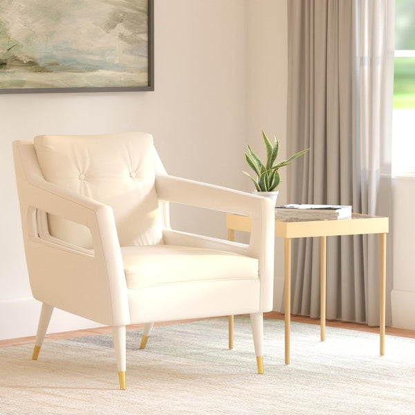 Safavieh Mara Tufted Accent Chair - Mid-Century Modern Design With Plush Velvet Upholstery & Gold Accents Silver/Gold ACH4505D