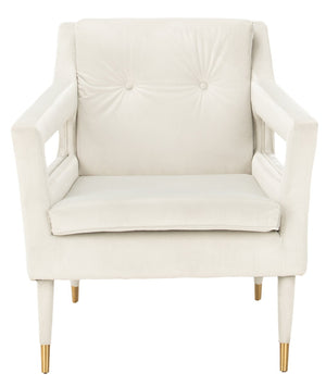 Safavieh Mara Tufted Accent Chair - Mid-Century Modern Design With Plush Velvet Upholstery & Gold Accents Silver/Gold ACH4505D