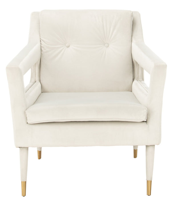 Safavieh Mara Tufted Accent Chair - Mid-Century Modern Design With Plush Velvet Upholstery & Gold Accents Silver/Gold ACH4505D