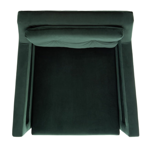 Safavieh Mara Tufted Accent Chair - Mid-Century Modern Design With Plush Velvet Upholstery & Gold Accents Forest Green/Gold ACH4505E