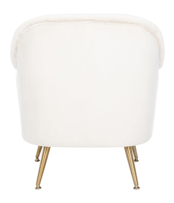 Safavieh Brienne Mid Century Arm Chair - Luxurious Velvet Accent With Elegant Brass Legs For Cozy Living Spaces Ivory Velvet/Brass ACH4506A