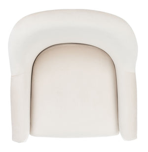 Safavieh Brienne Mid Century Arm Chair - Luxurious Velvet Accent With Elegant Brass Legs For Cozy Living Spaces Ivory Velvet/Brass ACH4506A