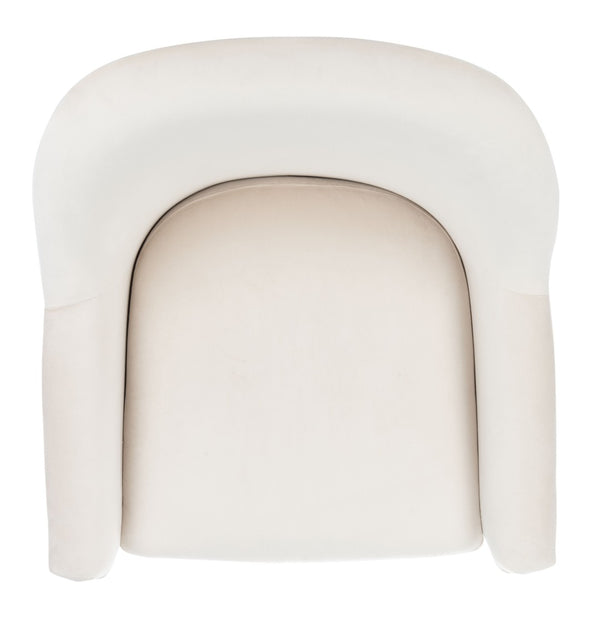 Safavieh Brienne Mid Century Arm Chair - Luxurious Velvet Accent With Elegant Brass Legs For Cozy Living Spaces Ivory Velvet/Brass ACH4506A