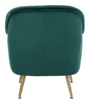 Safavieh Brienne Mid Century Arm Chair - Luxurious Velvet Accent With Elegant Brass Legs For Cozy Living Spaces Emerald Velvet/Brass ACH4506B