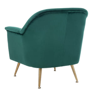 Safavieh Brienne Mid Century Arm Chair - Luxurious Velvet Accent With Elegant Brass Legs For Cozy Living Spaces Emerald Velvet/Brass ACH4506B