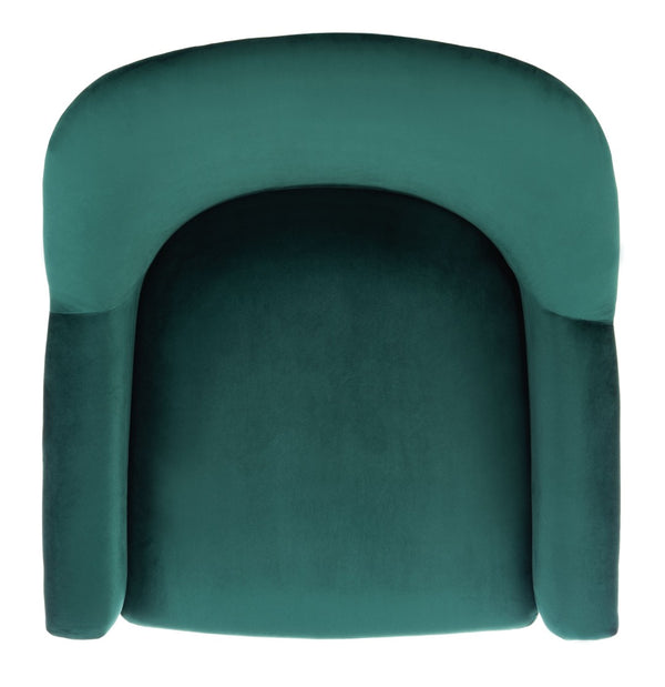 Safavieh Brienne Mid Century Arm Chair - Luxurious Velvet Accent With Elegant Brass Legs For Cozy Living Spaces Emerald Velvet/Brass ACH4506B