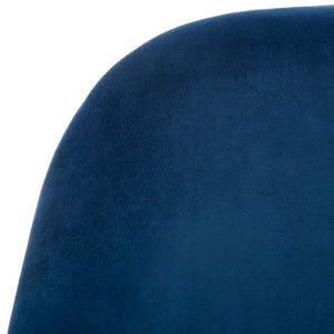Safavieh Brienne Mid Century Arm Chair - Luxurious Velvet Accent With Elegant Brass Legs For Cozy Living Spaces Navy Velvet/Brass ACH4506C