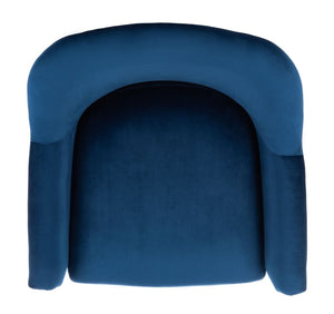 Safavieh Brienne Mid Century Arm Chair - Luxurious Velvet Accent With Elegant Brass Legs For Cozy Living Spaces Navy Velvet/Brass ACH4506C