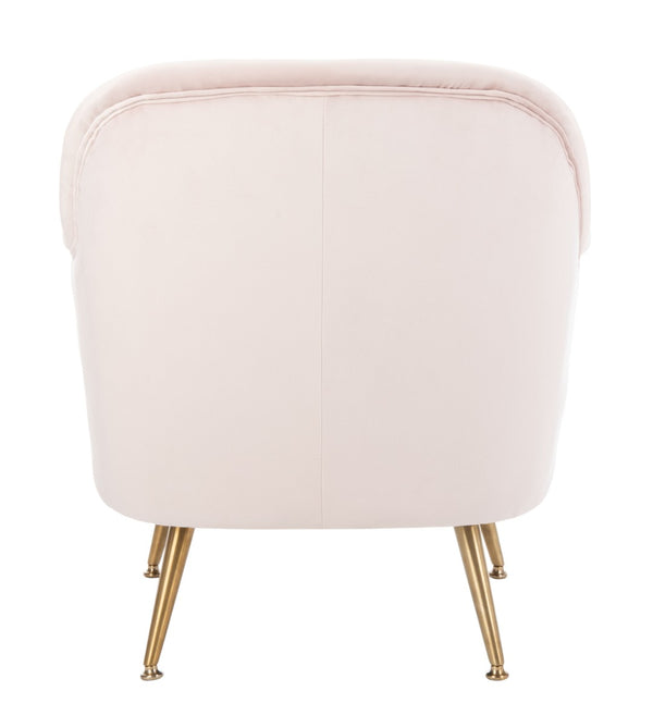 Safavieh Brienne Mid Century Arm Chair - Luxurious Velvet Accent With Elegant Brass Legs For Cozy Living Spaces Blush Pink Velvet/Brass ACH4506D