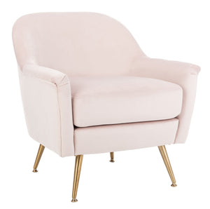 Safavieh Brienne Mid Century Arm Chair - Luxurious Velvet Accent With Elegant Brass Legs For Cozy Living Spaces Blush Pink Velvet/Brass ACH4506D