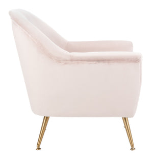 Safavieh Brienne Mid Century Arm Chair - Luxurious Velvet Accent With Elegant Brass Legs For Cozy Living Spaces Blush Pink Velvet/Brass ACH4506D