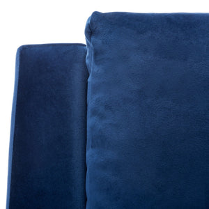 Safavieh Astrid Mid-Century Arm Chair: Luxurious Velvet Upholstery With Solid Oak Legs For Timeless Elegance Navy Velvet/Natural ACH4507A