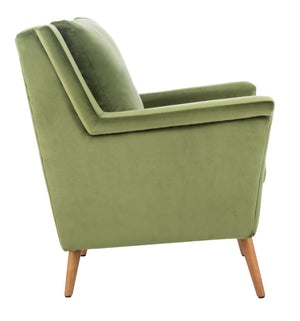 Safavieh Astrid Mid-Century Arm Chair: Luxurious Velvet Upholstery With Solid Oak Legs For Timeless Elegance Olive Velvet/Natural ACH4507B