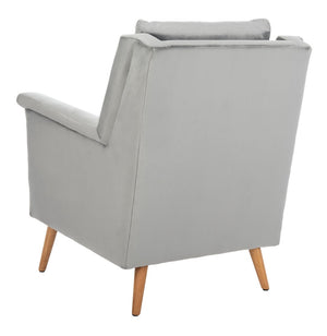 Safavieh Astrid Mid-Century Arm Chair: Luxurious Velvet Upholstery With Solid Oak Legs For Timeless Elegance Stone Velvet/Natural ACH4507C