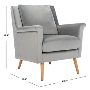 Safavieh Astrid Mid-Century Arm Chair: Luxurious Velvet Upholstery With Solid Oak Legs For Timeless Elegance Stone Velvet/Natural ACH4507C