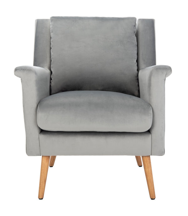 Safavieh Astrid Mid-Century Arm Chair: Luxurious Velvet Upholstery With Solid Oak Legs For Timeless Elegance Stone Velvet/Natural ACH4507C
