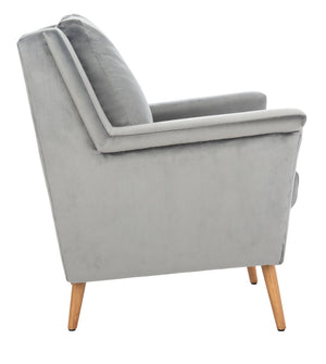 Safavieh Astrid Mid-Century Arm Chair: Luxurious Velvet Upholstery With Solid Oak Legs For Timeless Elegance Stone Velvet/Natural ACH4507C