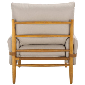 Safavieh Oslo Mid-Century Arm Chair – Elegant Light Grey Fabric & Natural Ashwood For Stylish Comfort & Versatility ACH4509C