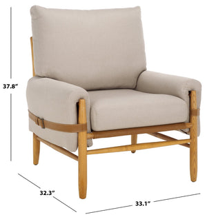 Safavieh Oslo Mid-Century Arm Chair – Elegant Light Grey Fabric & Natural Ashwood For Stylish Comfort & Versatility ACH4509C