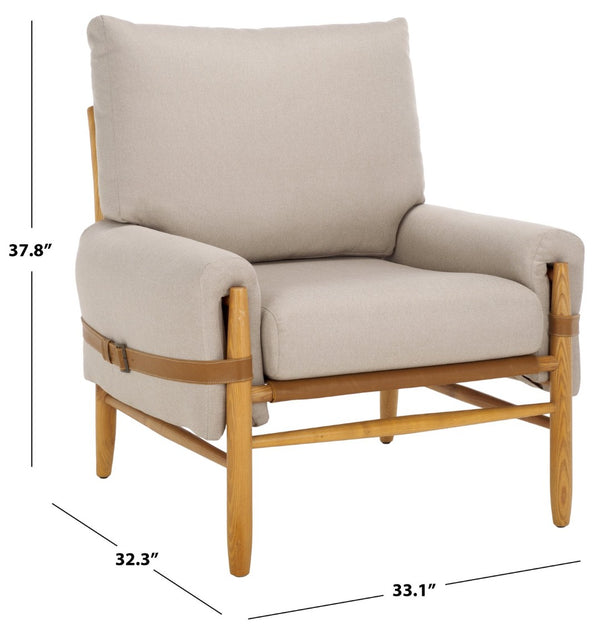 Safavieh Oslo Mid-Century Arm Chair – Elegant Light Grey Fabric & Natural Ashwood For Stylish Comfort & Versatility ACH4509C