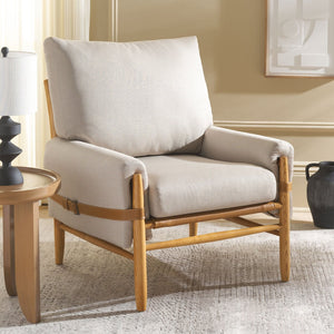 Safavieh Oslo Mid-Century Arm Chair – Elegant Light Grey Fabric & Natural Ashwood For Stylish Comfort & Versatility ACH4509C
