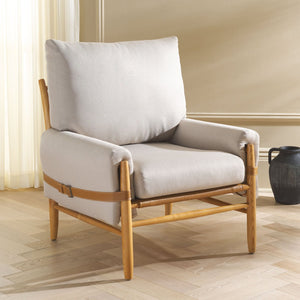 Safavieh Oslo Mid-Century Arm Chair – Elegant Light Grey Fabric & Natural Ashwood For Stylish Comfort & Versatility ACH4509C