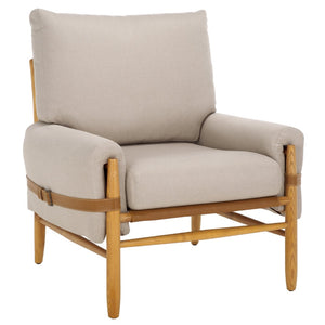 Safavieh Oslo Mid-Century Arm Chair – Elegant Light Grey Fabric & Natural Ashwood For Stylish Comfort & Versatility ACH4509C