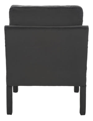 Safavieh Genoa Upholstered Arm Chair – Modern Chinoiserie Design With Luxurious Comfort For Stylish Spaces Black Velvet ACH4510A