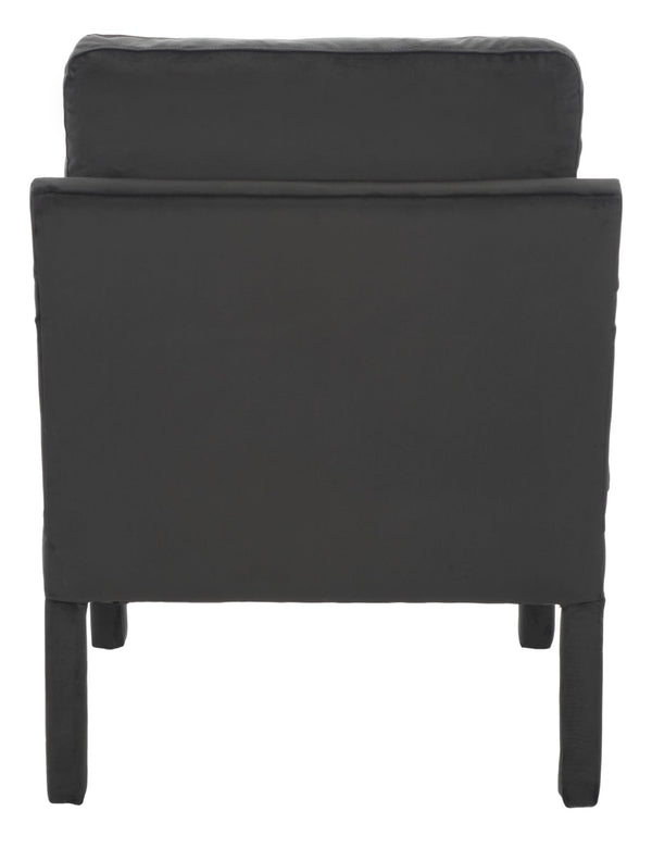 Safavieh Genoa Upholstered Arm Chair – Modern Chinoiserie Design With Luxurious Comfort For Stylish Spaces Black Velvet ACH4510A