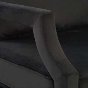 Safavieh Genoa Upholstered Arm Chair – Modern Chinoiserie Design With Luxurious Comfort For Stylish Spaces Black Velvet ACH4510A