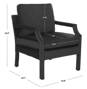 Safavieh Genoa Upholstered Arm Chair – Modern Chinoiserie Design With Luxurious Comfort For Stylish Spaces Black Velvet ACH4510A