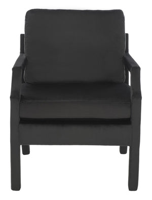 Safavieh Genoa Upholstered Arm Chair – Modern Chinoiserie Design With Luxurious Comfort For Stylish Spaces Black Velvet ACH4510A