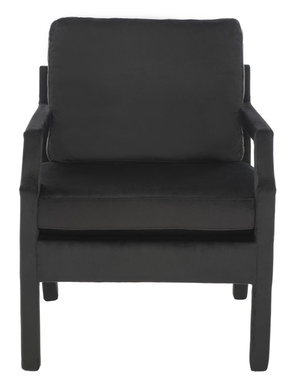 Safavieh Genoa Upholstered Arm Chair – Modern Chinoiserie Design With Luxurious Comfort For Stylish Spaces Black Velvet ACH4510A