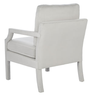 Safavieh Genoa Upholstered Arm Chair – Modern Chinoiserie Design With Luxurious Comfort For Stylish Spaces Light Grey ACH4510B