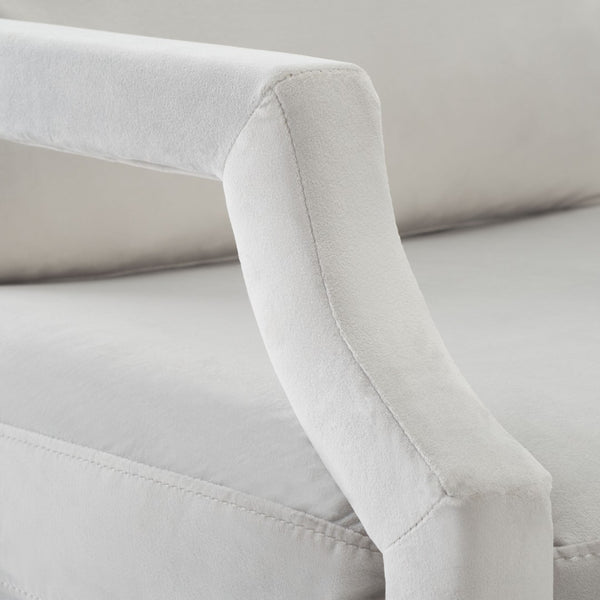 Safavieh Genoa Upholstered Arm Chair – Modern Chinoiserie Design With Luxurious Comfort For Stylish Spaces Light Grey ACH4510B