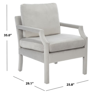 Safavieh Genoa Upholstered Arm Chair – Modern Chinoiserie Design With Luxurious Comfort For Stylish Spaces Light Grey ACH4510B