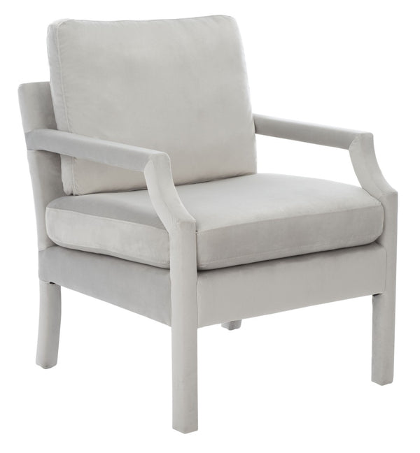 Safavieh Genoa Upholstered Arm Chair – Modern Chinoiserie Design With Luxurious Comfort For Stylish Spaces Light Grey ACH4510B