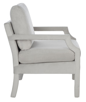 Safavieh Genoa Upholstered Arm Chair – Modern Chinoiserie Design With Luxurious Comfort For Stylish Spaces Light Grey ACH4510B
