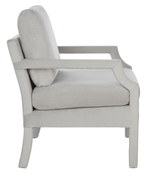 Safavieh Genoa Upholstered Arm Chair – Modern Chinoiserie Design With Luxurious Comfort For Stylish Spaces Light Grey ACH4510B