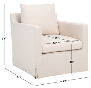 Safavieh Hadara Swivel Accent Chair - Timeless Club Design With Bone White Linen & 360° Swivel For Comfort ACH4513A