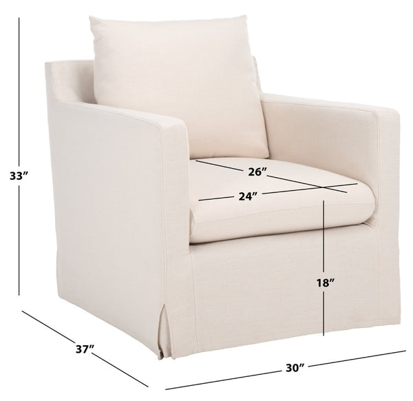 Safavieh Hadara Swivel Accent Chair - Timeless Club Design With Bone White Linen & 360° Swivel For Comfort ACH4513A