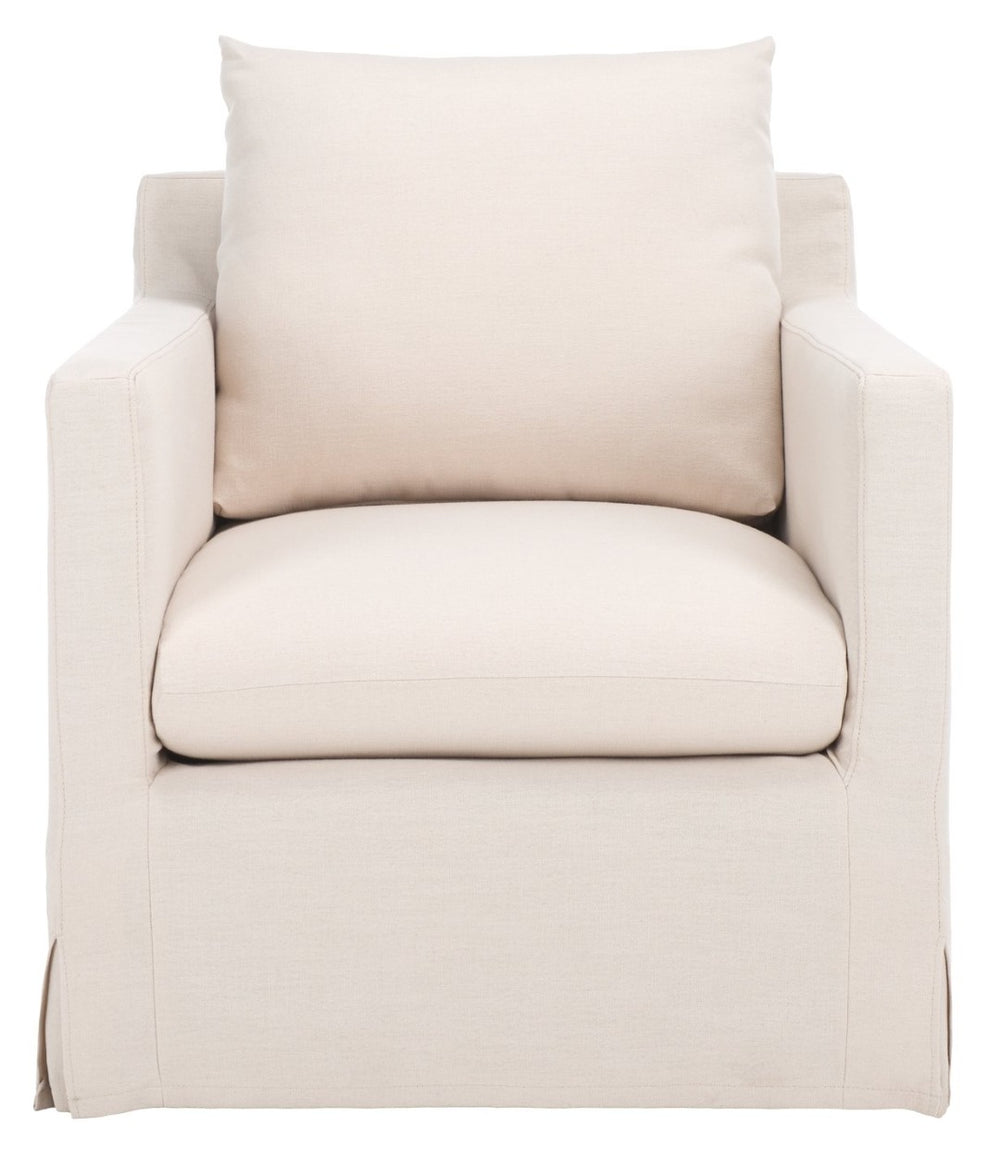 Safavieh Hadara Swivel Accent Chair - Timeless Club Design With Bone White Linen & 360° Swivel For Comfort ACH4513A