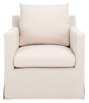 Safavieh Hadara Swivel Accent Chair - Timeless Club Design With Bone White Linen & 360° Swivel For Comfort ACH4513A
