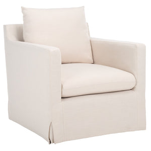 Safavieh Hadara Swivel Accent Chair - Timeless Club Design With Bone White Linen & 360° Swivel For Comfort ACH4513A