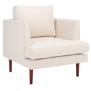Safavieh Hampshire Accent Chair - Timeless Comfort With Classic-Contemporary Design For Any Living Space Bone Linen / Walnut ACH4514A