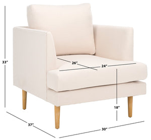 Safavieh Hampshire Accent Chair - Timeless Comfort With Classic-Contemporary Design For Any Living Space Bone Linen / White Washed ACH4514B