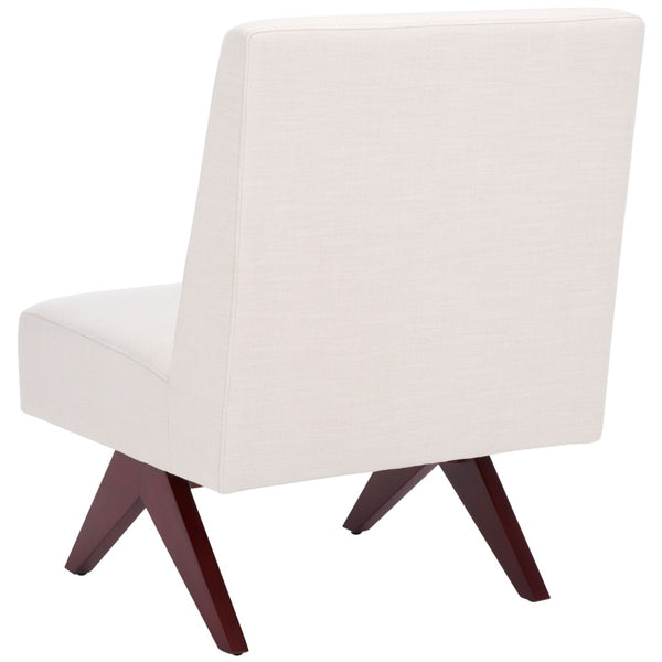Safavieh Oliviadella Mid-Century Modern Accent Chair – Elegant Comfort For Living Rooms & Cozy Spaces Bone / Walnut ACH4515A