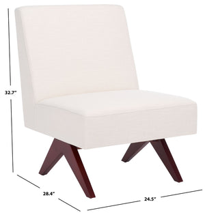 Safavieh Oliviadella Mid-Century Modern Accent Chair – Elegant Comfort For Living Rooms & Cozy Spaces Bone / Walnut ACH4515A