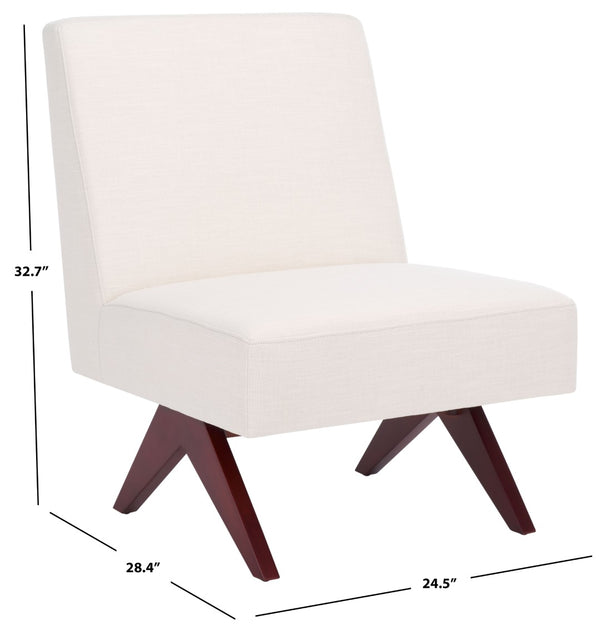 Safavieh Oliviadella Mid-Century Modern Accent Chair – Elegant Comfort For Living Rooms & Cozy Spaces Bone / Walnut ACH4515A